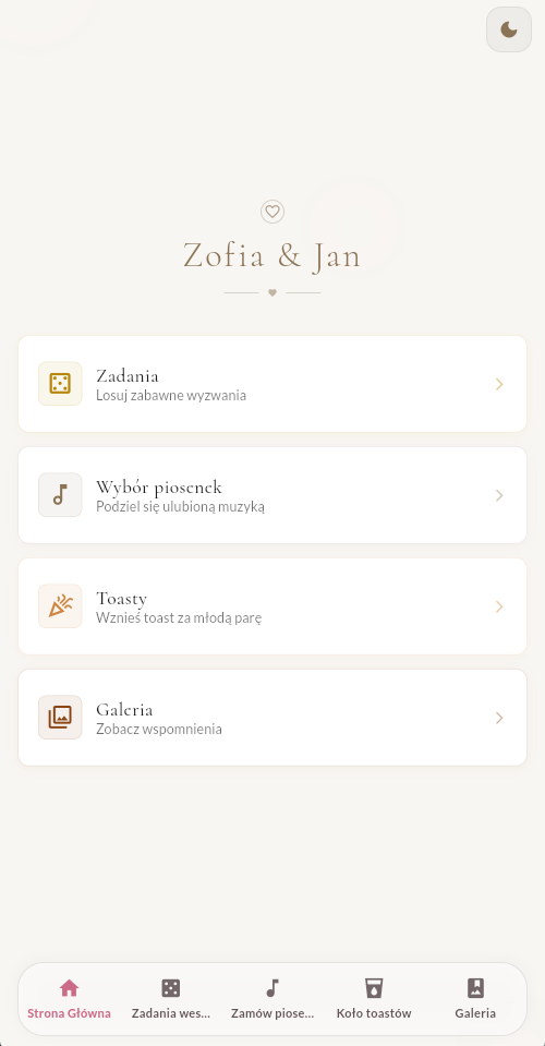 Główna aplikacja z kafelkami modułów